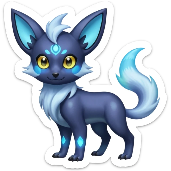 Pastel Shiny Iridescent Bioluminescent Transparent Absol-Zorua-Umbreon-fusion (full body) sticker