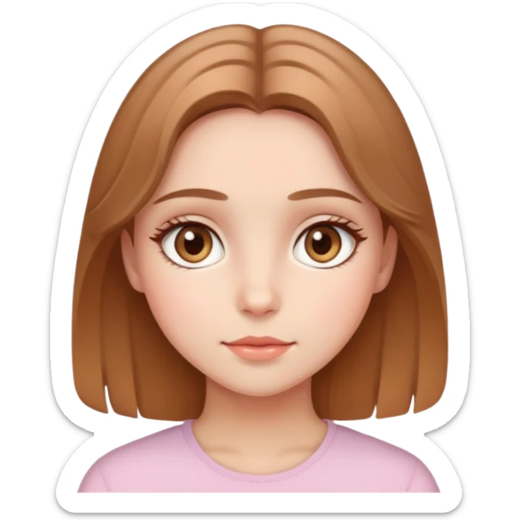 Girl with azel eyes light and soft skin light brown hair and cute soft blush sticker