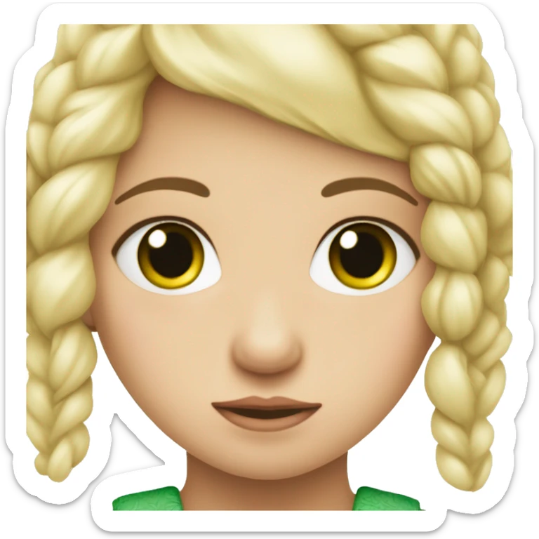 niña rubia con ojos verdes y piel muyy blanca, gran sonri sticker
