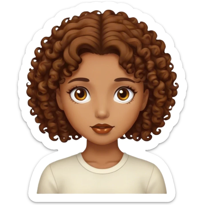 girl with caramel colored skin and curly dark brown hair  sticker