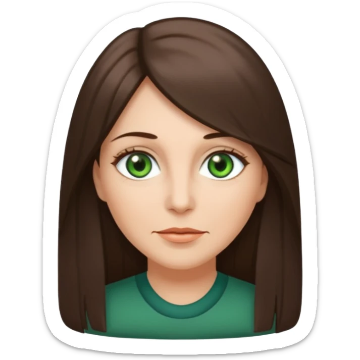 middle age woman with green eyes and long straight ashy brown hair  sticker
