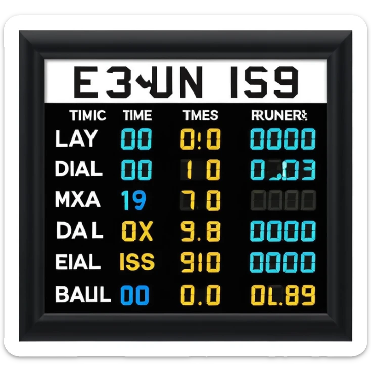 un panneau des jeaux olympic qui affiche le temps des coureurs affichant 9.58s  sticker