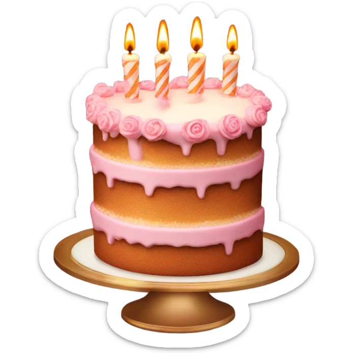 birthday cake with rose gold candles  sticker