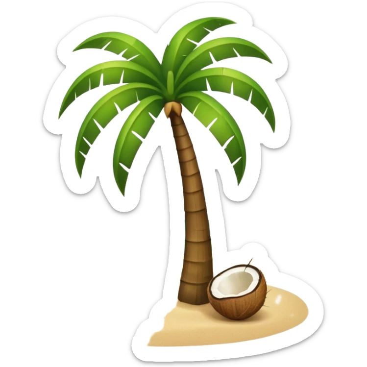 Un cocotier au bord d'une plage avec en arc de cercle écrit bonsoir sticker