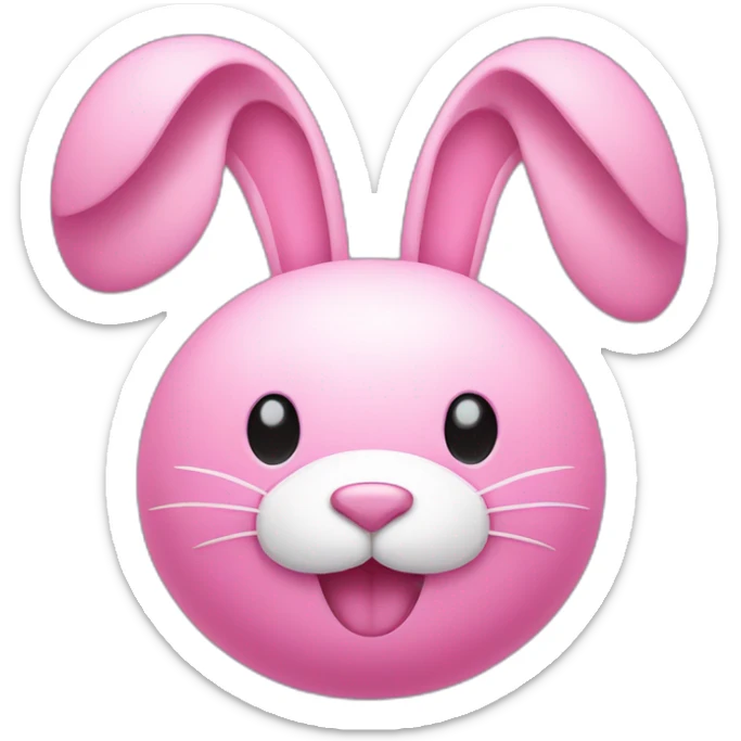 pink bunny with white big moustache and a round pink nose and a big smile sticker