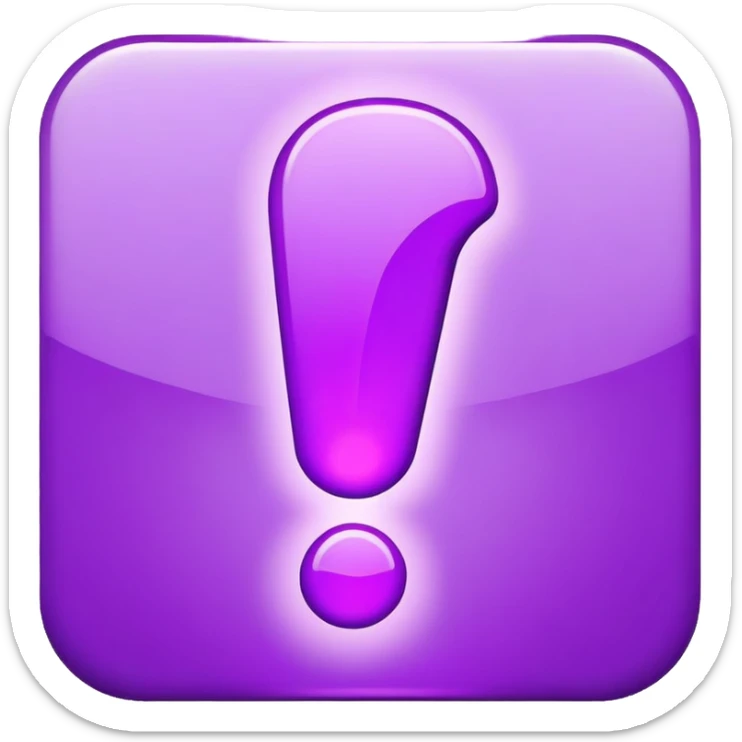 A 2D purple “!” exclamation mark symbol sticker