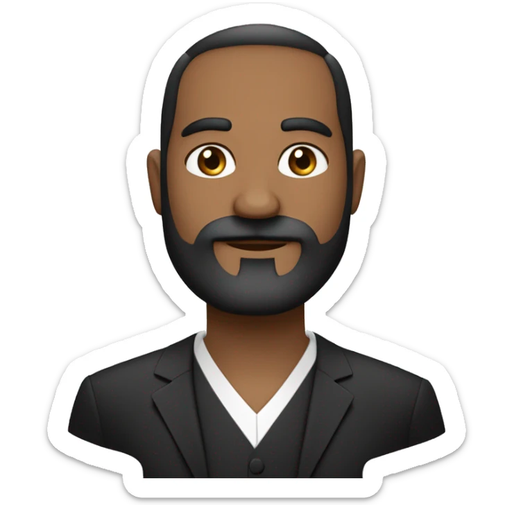 hombre de 45 años cabello muy corto negro y con canas barba con canas vestido formal ojos negros sticker