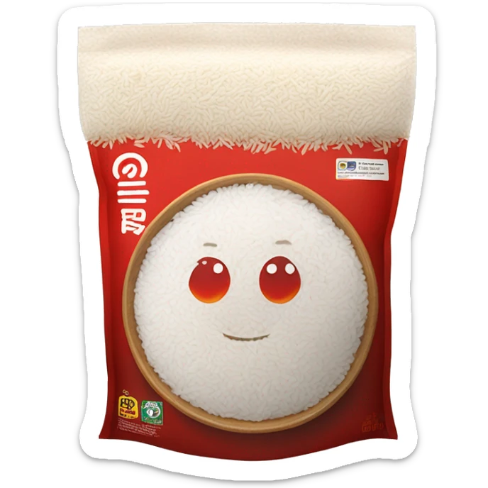 A bag of rice with a bowl of fluffy white rice in the center. The packaging is brown and white with red accents, featuring the bold 'Tastic' logo and promoting 'whiter and fluffier' long-grain parboiled rice. sticker