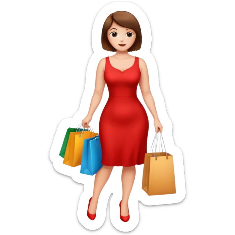 Pretty, slightly curvy white woman with short brown hair shopping sticker