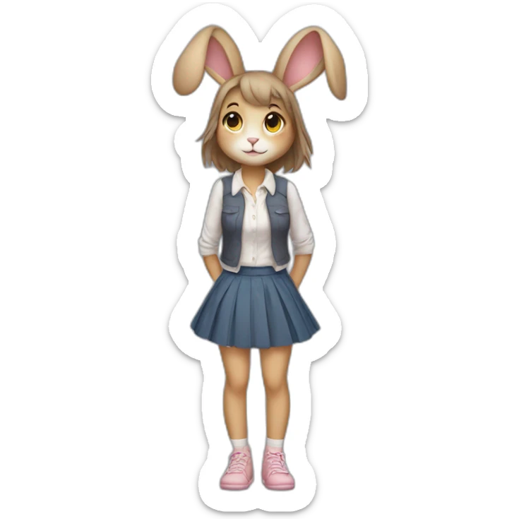 rabbit wearing skirt only female girl cute adorable fullbody sticker