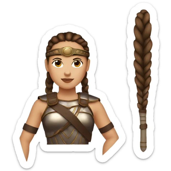 Girl gladiator with French braids, brown hair and sunglasses sticker