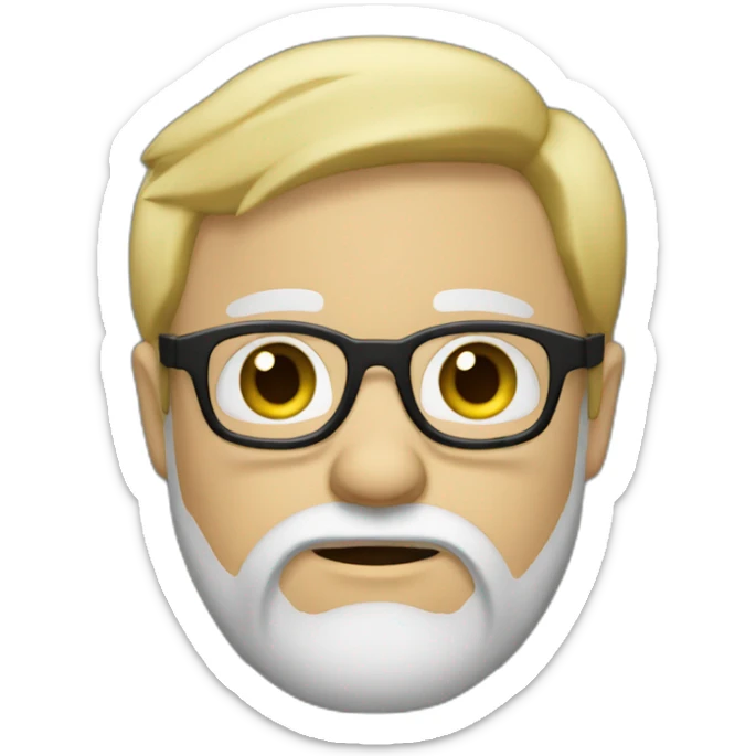 Theorus with Blond hair and beard with glasses with a sad face with black skin sticker