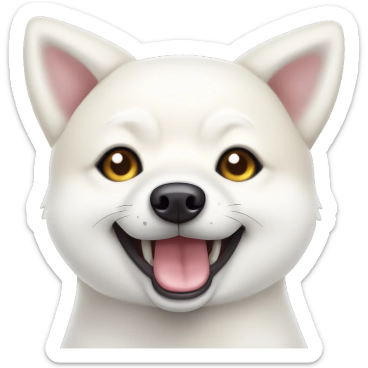 white shiba inu face | grinning face with big eyes | mouth | open | smile sticker