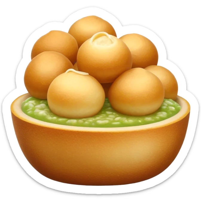 A simple 3D color illustration of a single pani puri, with realistic shading and texture, on a pure white background.

 sticker