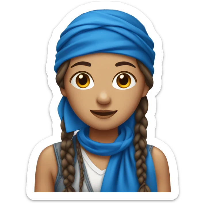 Brunette girl with braids and blue bandana around her neck sticker