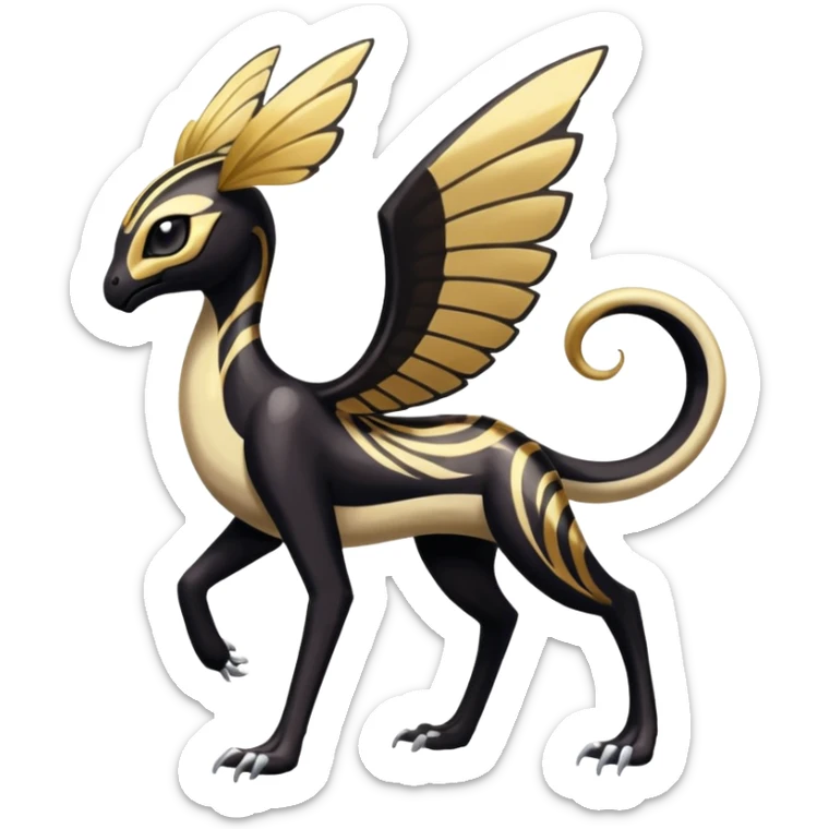  Egyptian Shiny Smooth Soft Glossy Tribal Exotic Colorful Tropical Meloetta-Venom-Heliolisk-Helioptile-Monster-Animal-Pokémon-Fakémon-fusion, full body, tribal markings  sticker