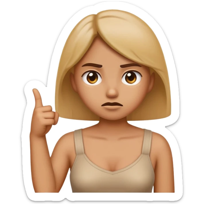 an girl emojis who looks both guilty and confused and pointing at their chest because they were accused of some thing and are pretending it wasn’t them.  sticker