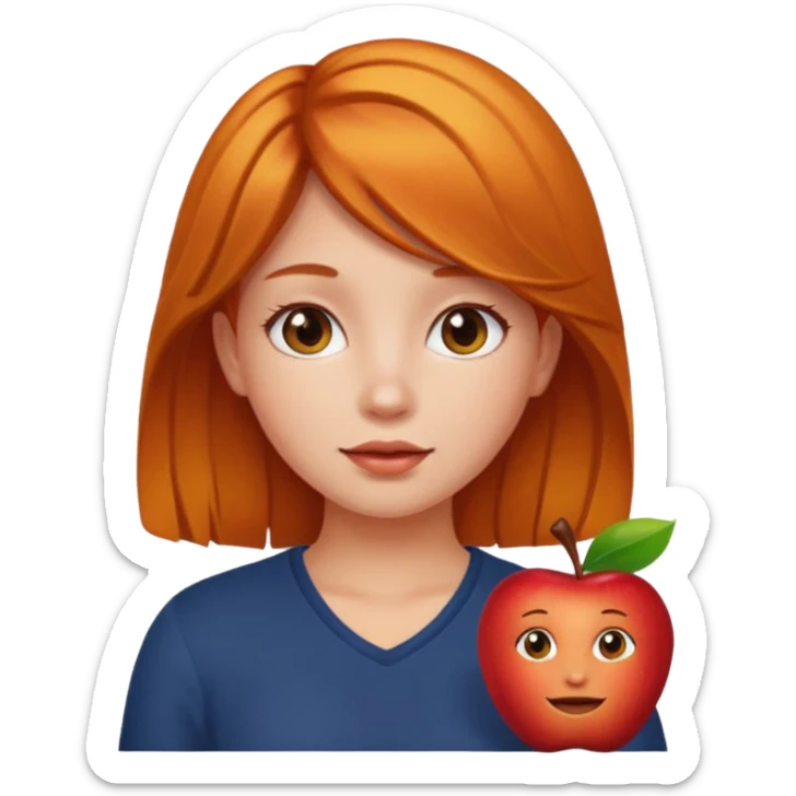 can you make an apple emoji of a girl who has amber hair sticker