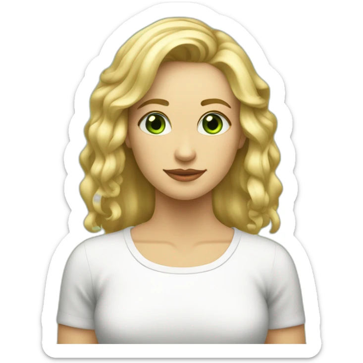 Rubia pelo corto por arriba de los hombros y liso con los ojos verdes verdes y guapa sticker