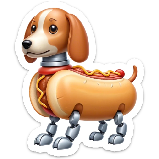 Icon for Botdog.co: a mix of a robotic dog and a hotdog sticker