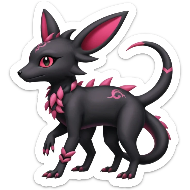 Shiny Dark Edgy Gothic Gloomy Futuristic Salandit-Umbreon-Shaymin-Delcatty-Hybrid (Full body) sticker