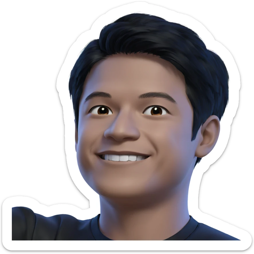 smiling boy with black hair sticker