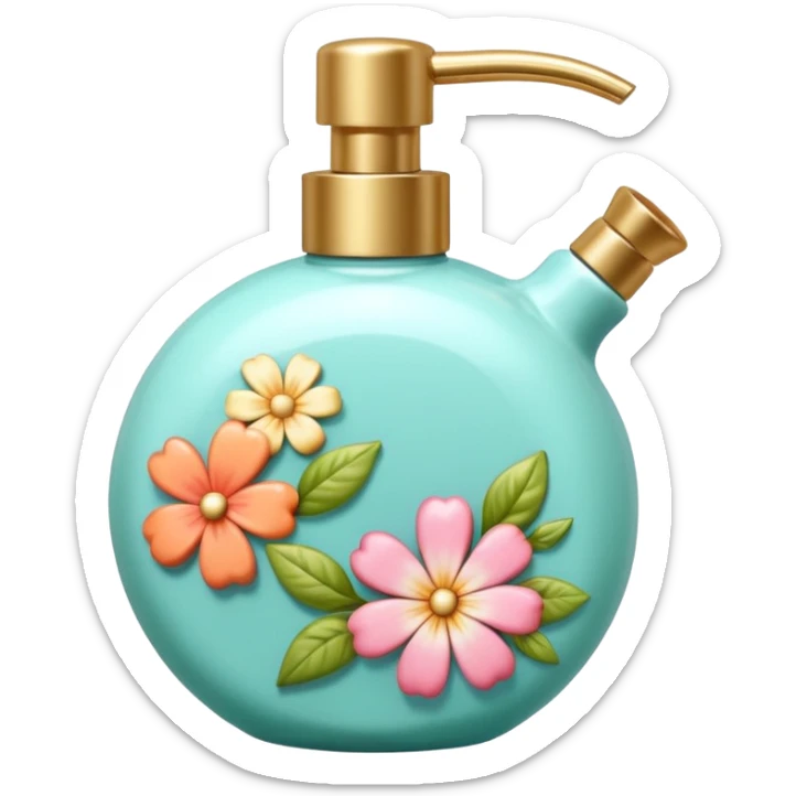 Colorful shiny glossy soft smooth Pastel soap perfume cocktail bomb bar spray bottle lotion cream jar ceramic pottery pot flowery floral item aesthetic decoration room thing  sticker