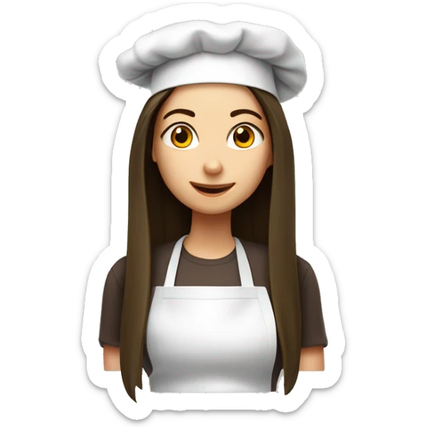 Brunette long straight hair girl in a cook hat cooks food  sticker