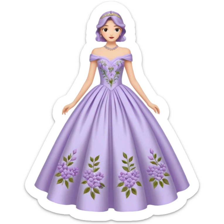 Lilac pastel purple ball gown vintage dress  sticker