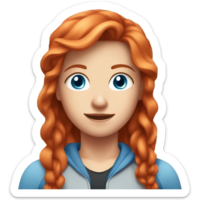 Long-red-haired girl with fair skin and blue eyes in the gym sticker