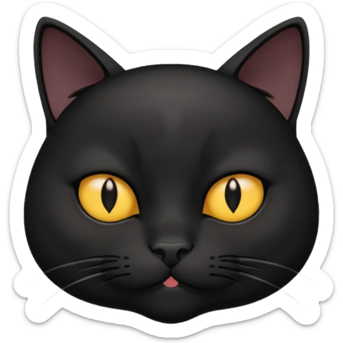 The face of a black cat with a hip frown (thin cheeks, not much hair) sticker