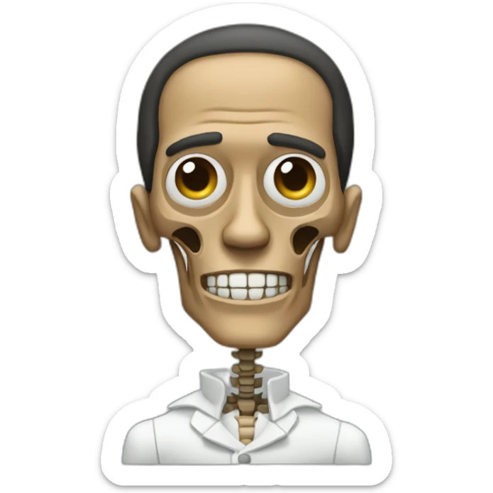 Gustavo Fring with the right side of his face normal and the left side as a skeleton sticker