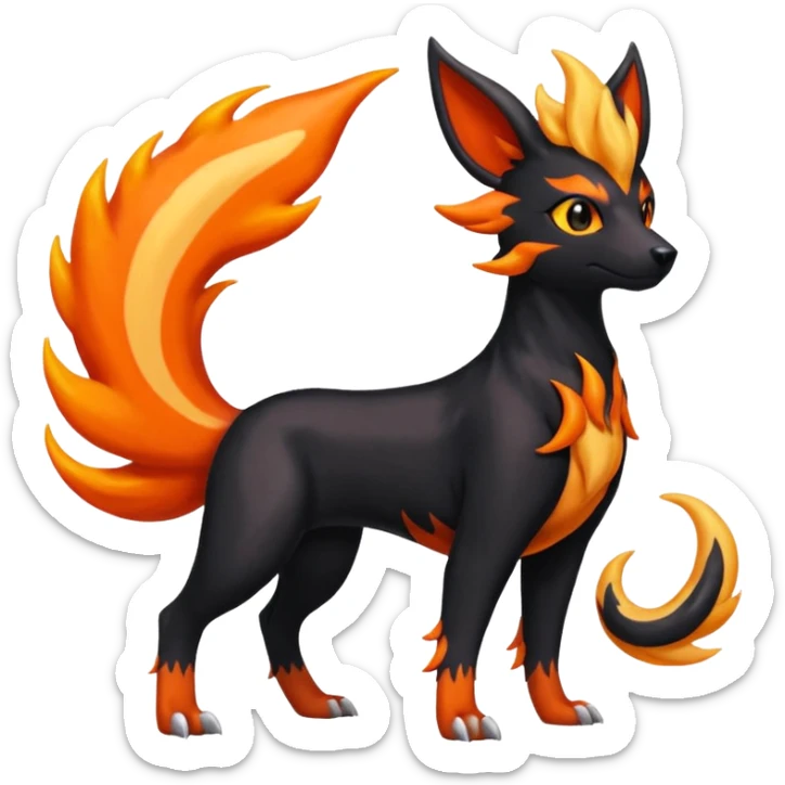 
Canine-Litten-Houndoom-Amaura-Salandit-Noibat-Flareon-Fakémon-fusion (full body) sticker