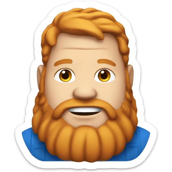 fat man with blue hoodie, headphones, ginger hair and beard sticker