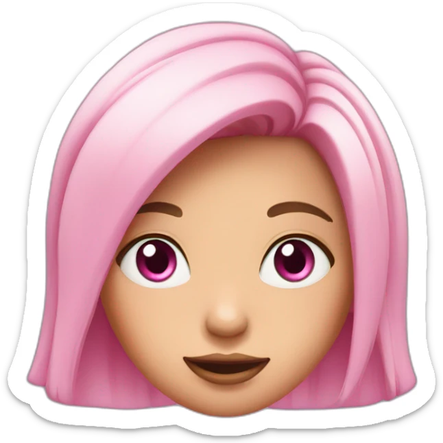 Pink-eyed cartoon girl character with a pinched hair and pink eyes. sticker