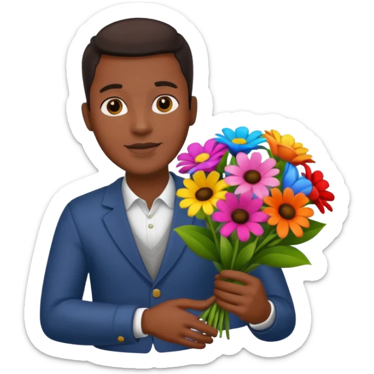 Black Male hand give a bogue of flowers sticker