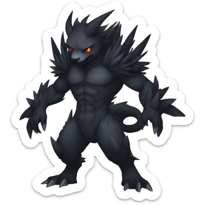 cool edgy fantasy dark-themed animal hybrid Fakemon full body sticker