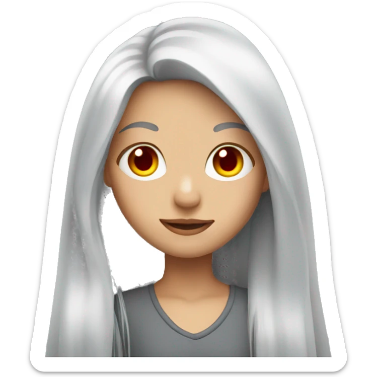 Girl with long silver hair and red eyes  sticker