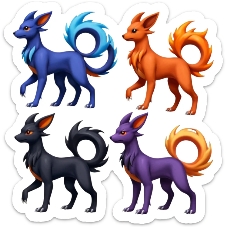 
Canine-Houndoom-Amaura-Salandit-Noibat-Flareon-Fakémon-fusion (full body) sticker