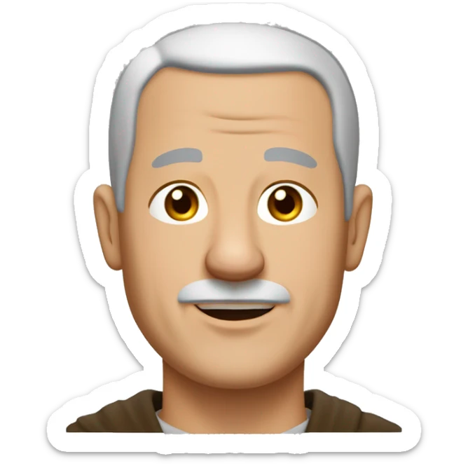 A middle-aged white male friar with a grizzled appearance, buzz cut, no facial hair, and a square jaw. sticker