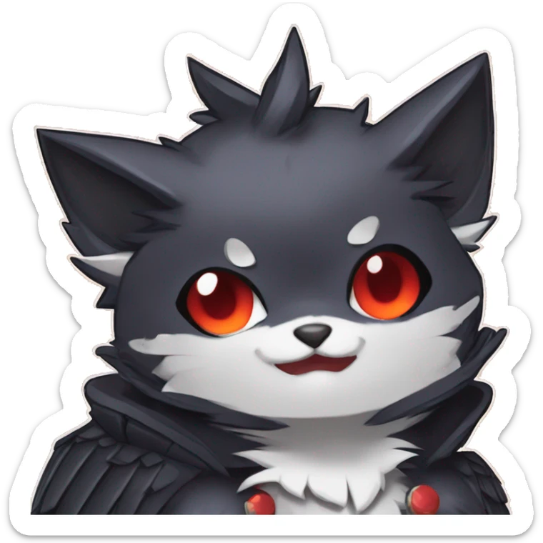 cool edgy black punk red nargacuga-raven-bat-cat-animal hybrid Fakemon collar full body sticker