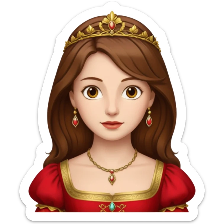 Renaissance lady – brown hair, red dress with gold trim sticker