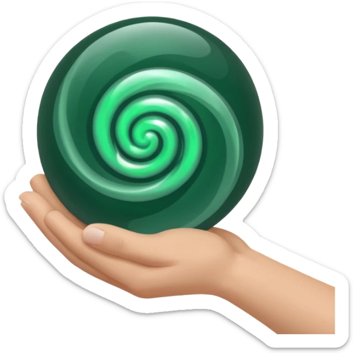 Gray and dark green color of the magic ball in the hand sticker
