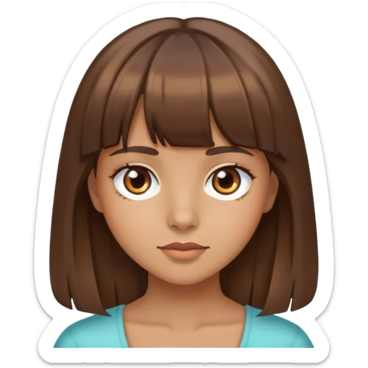 A girl with brown hair with bangs in the front and brown eyes with kinda tan But not skin  sticker