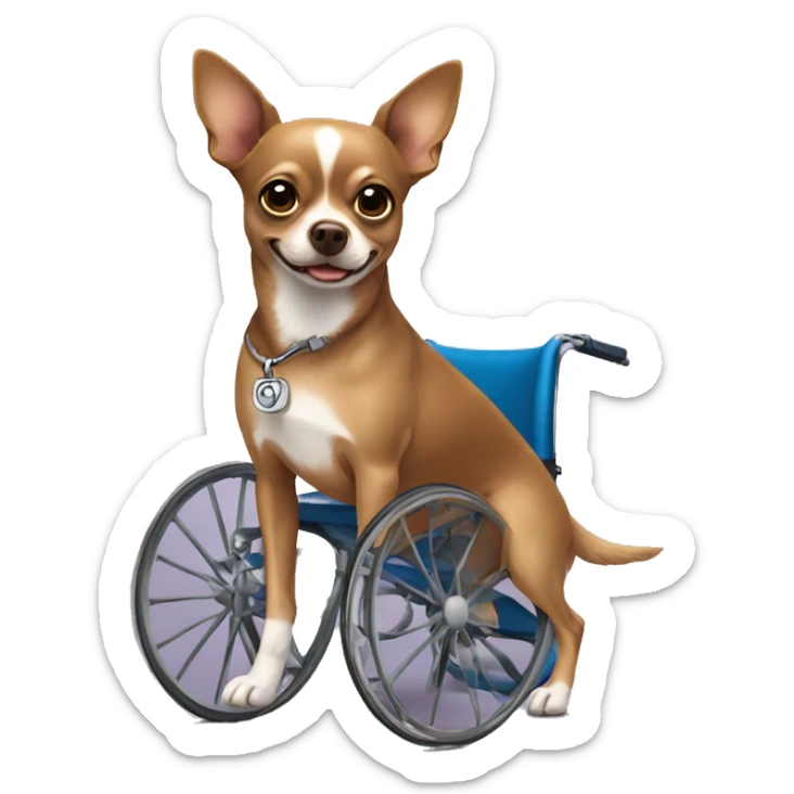 dog in wheelchair all brown dog chihuahua  sticker