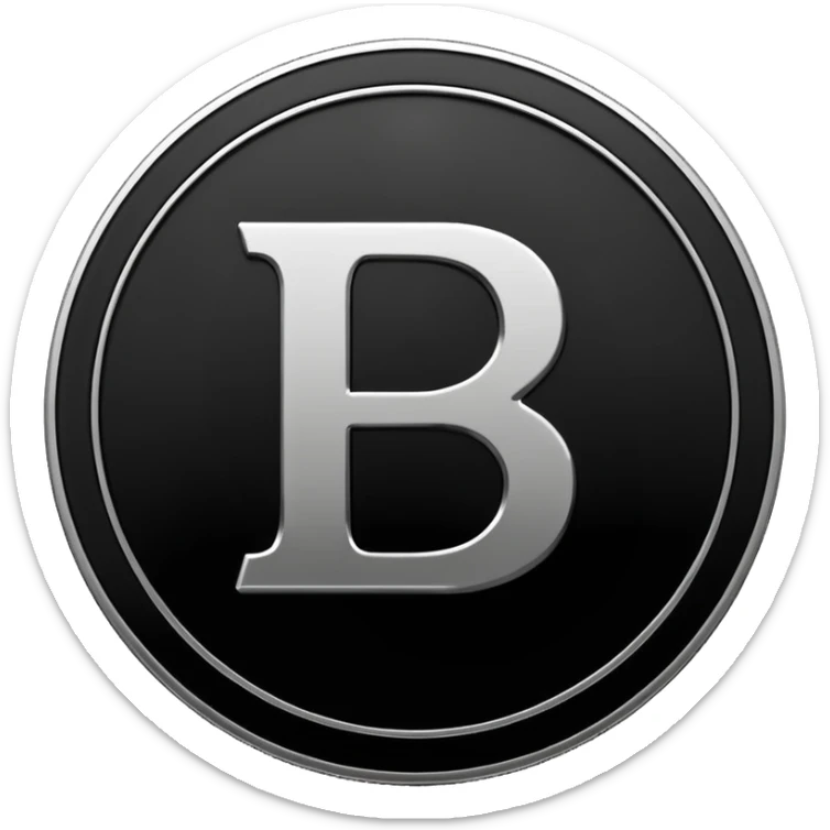 Emoji icon of a metal coin with engraved letter 8, minimalist style, isolated, only black color sticker