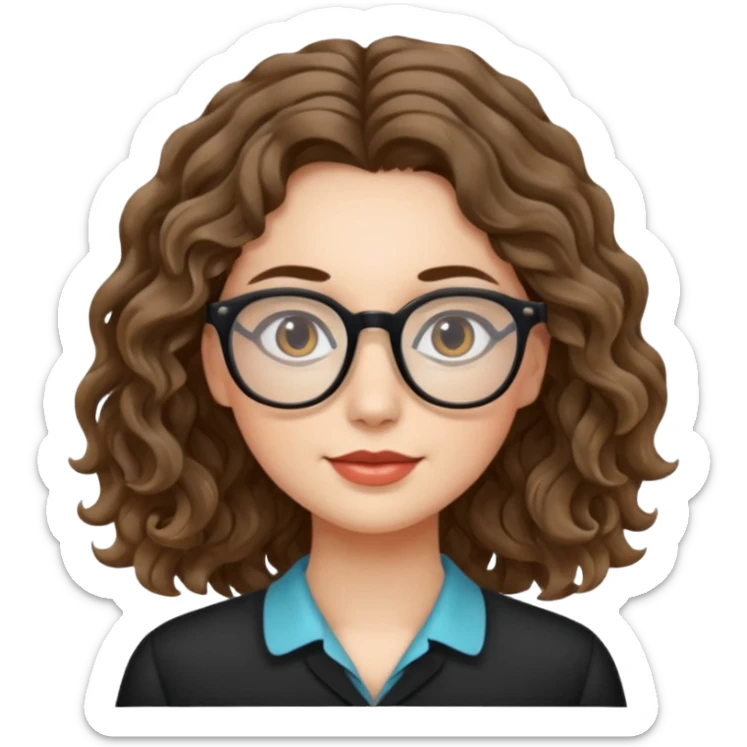 une belle personne avec beaucoup de details, des lunettes, des cheveux ondulé sticker