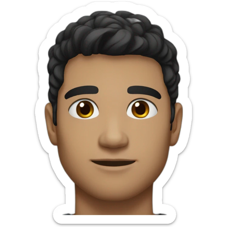 male, 26 years old, black hair, not long, wide eyelashes, brown eyes, medium nose, round face, wide lips sticker