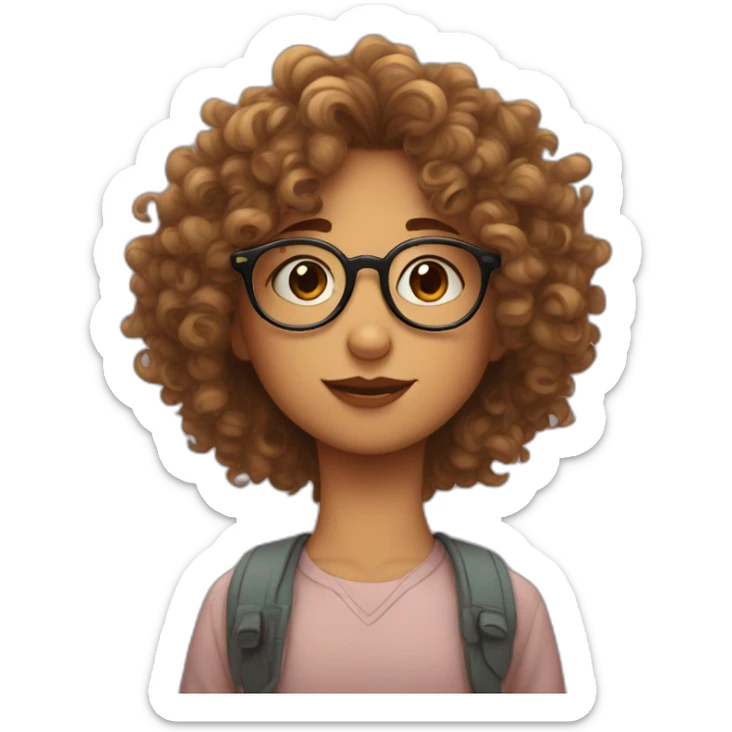 curly girl with glasses kiss a boy without glasses with dark hair sticker