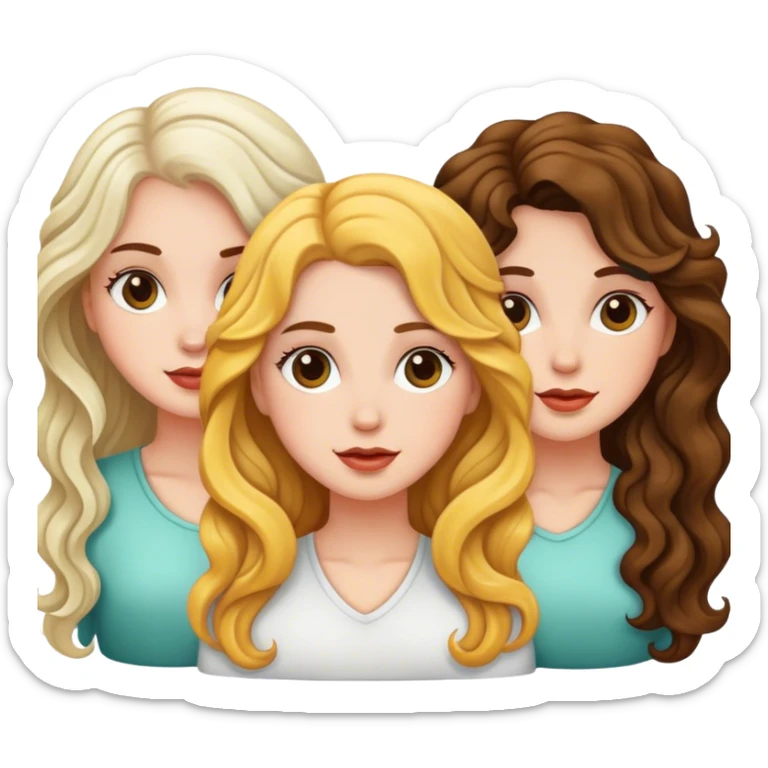 Three girls with wavy hair that looks stunning and they’re white ￼ sticker
